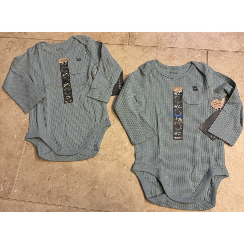 Modern‎ Moments by Gerber Baby Boy Onesies 2pc Set 6-9 months Organic Cotton NEW